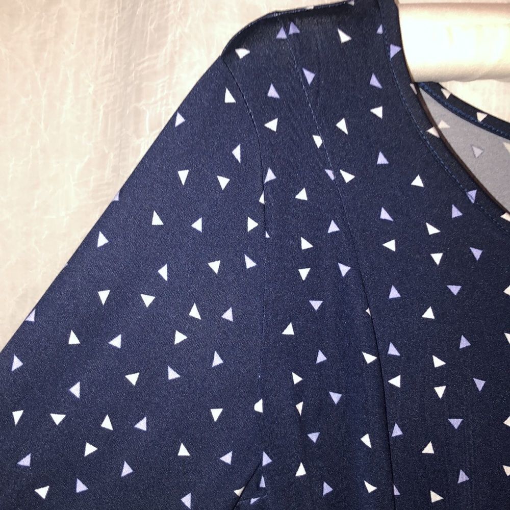Nina Leonard S Jersey Crew Neck Quarter Sleeve Midi Dress Navy White Lilac Print - Picture 16 of 16